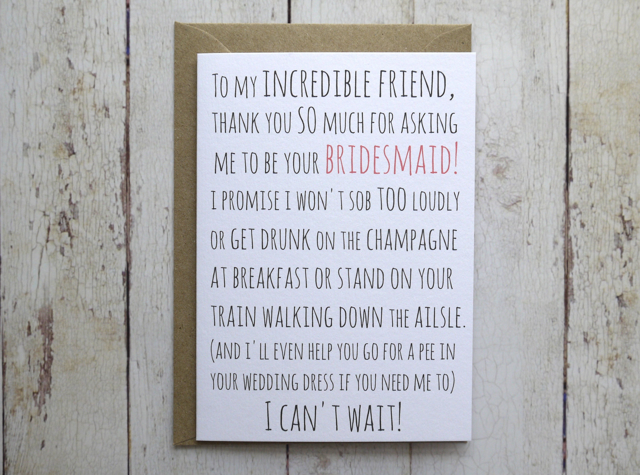 Thank you for asking me to be bridesmaid card // Bridesmaid