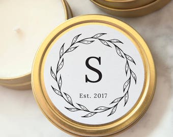 Wedding Favors, Gold Tin Custom Personalized Candles, Candle Wedding Favors, Mini Soy Candles, Shower Favors, Party Favors