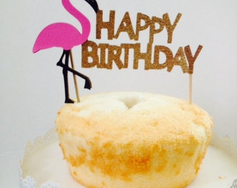 Flamingo Happy Birthday Cake Topper