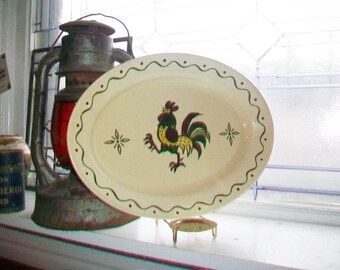 Metlox Poppytrail Rooster Platter Vintage 1950s