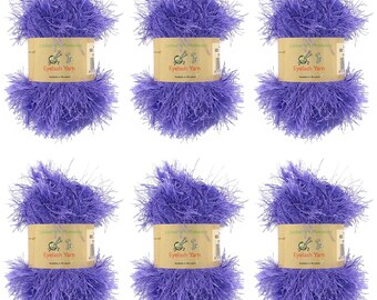 Eyelash Yarn - 50g - 6 Skeins - Deep Purple