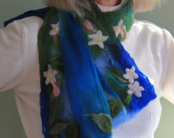 Mayflower edged felted silk and supersoft wool scarf