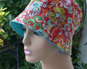 Chemo Hat Bucket Hat Cancer Cap Alopecia Hat Reversible Made in the USA . MEDIUM-LARGE