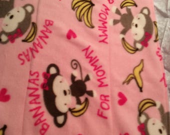 Pink Monkeys Crate Liner 30x18 Fleece Crate Mat Cage Liner C&C Cages 2 layer Fleece Pad