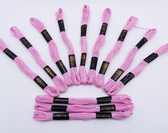 25 Pcs Pink Cotton Thread, Embroidery Thread, Cross Stitch Embroidery NeedlePoint, Sewing Crafts DMC Embroidery Floss, MT63F