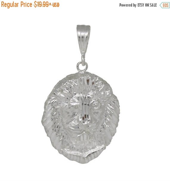 On Sterling Silver 925 Pendant Charm Necklace Lion Head On Sterling Silver 925 Pendant Charm Necklace Lion Head Diaomondcut Handmade Made In Usa
