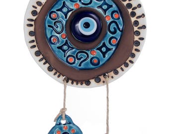 Evil Eye Ceramic Wall Art - Evil Eye Wall Hanging - Ceramic Wall Art - Home and Office Wall Decor