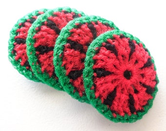 Crochet Nylon Dish Scrubbies - Set of 2 through 8 - Fun Watermelon Pot Scrubber