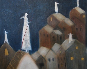 Among Us, a GICLEE PRINT from an original oil painting,approx 12x12 inches