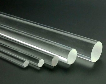 Acrylic Rod Ø13/16"(20mm)Clear Plexiglass Transparent Perspex Plastic Cut Lengths 2",4",6",8",10",12" or 50mm,100mm,150mm, 200mm,250mm,300mm
