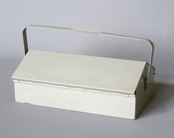 MEWA Metal Tool Box, Wilhelm Kienzle Utility Box, Swiss Designed Toolbox, Made in Switzerland, 1950s Mid Century, Industrial Metal Box