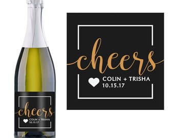 mini champagne bottle label wedding wedding favor glitter