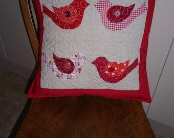 love bird appliqued cushion
