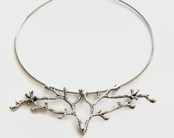 Soldered branch necklace statement twig necklace silver branch twig necklace nature bib necklace nature jewelry tree sculpture
