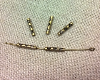 Set of 10 beads bronze metal - tubes - T26 flowers