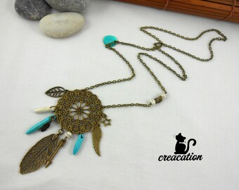 Necklace "Dreamcatcher" ethnic style, silver metal