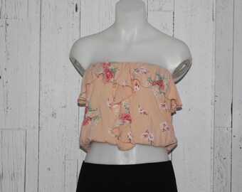 Vintage Floral Ruffle Crop Top
