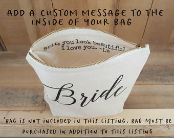 Add Custom Message, Add Custom Name, Personalized, Personalized Gift, Personalized Make Up Bag, Personalized Travel Bag, Custom Message