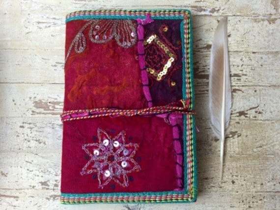 BOHO JOURNAL - Indian sari notebook - Rainbow notebook - Student - Back to school - Sketch book - Handmade paper - Natural paper