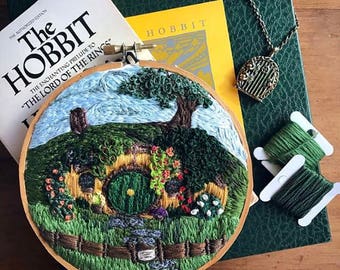 The Hobbit Shire Hand Embroidery Hoop