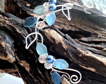 Blue Elf Ear Cuff Wrap ~ Ear Dreams ~ Ear Climber ~ Elven Jewelry~Ear Jacket ~No Piercing ~ Nickel Free Earrings