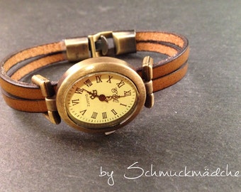 Watch leather bronze Brown