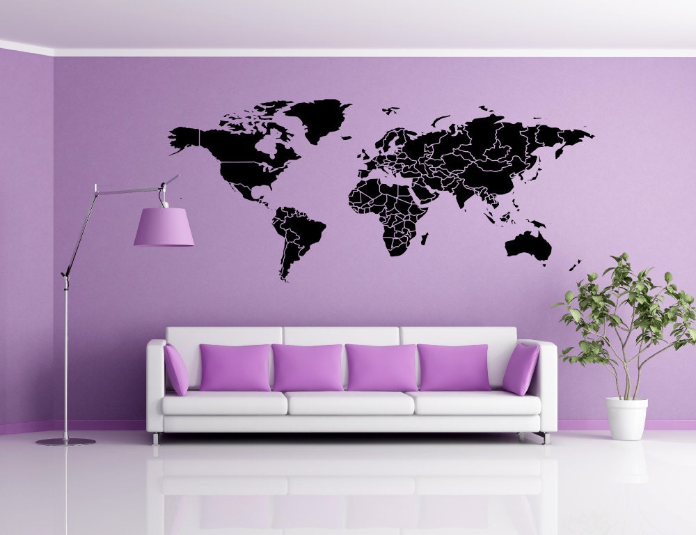 World Map Wall Decal Vinyl Wall Sticker Decals Home Decor Art