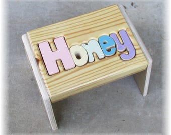 Real Pine Puzzle Stool ("FREE" Shipping) (Put Child's Name in Notes to Seller on Checkout Page)