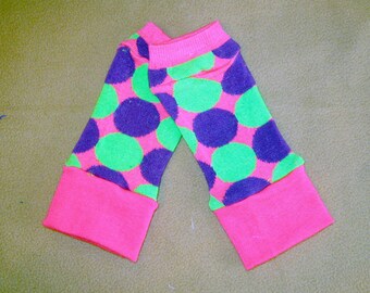 Leg warmer, PREMMIE, Infant, Newborn - green n purple balls - infant leg warmer, newborn leg warmer, baby girl leg warmer, baby leg warmer
