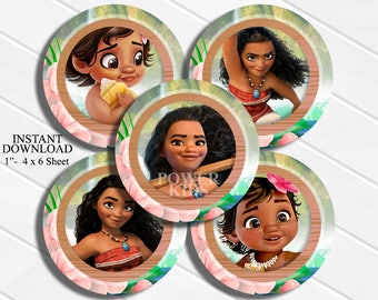 INSTANT DOWNLOAD Moana 4x6 Digital 1" Inch Bottle Cap Image/Digital Collage sheet