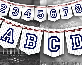 Baseball Party Banner Printables | Baseball Banner Downloads | Sports Party Printables | Digital Downloads | Banner Letters Numbers BB15