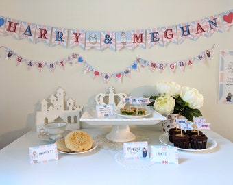 Royal Wedding Party DIY Decoration Kit Bunting INSTANT DOWNLOAD