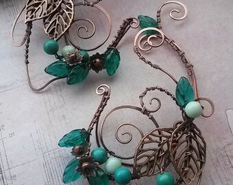 Cuff on the left ear "EMERALD FOREST"