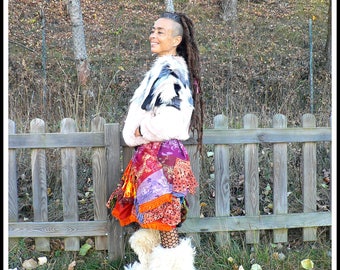 ethnic colorful patchwork skirt