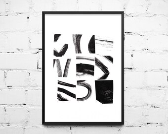 abstract ink drawing printable download modern art print