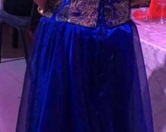 Evening Dress Mother of the Bride Dress Corset Brocard Fabric Hand Made