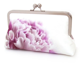 Clutch bag, silk purse, pink petals, wedding purse, flower clutch, bridesmaid gift, PINK CARNATION