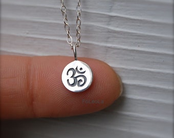 Tiny Ohm (Om) necklace, Zen necklace, yoga necklace, spiritual necklace.