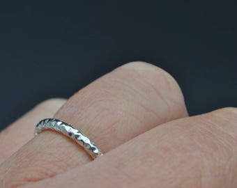 Sterling silver diamond cut stacking ring