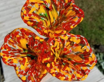 Handmade Orange Glass Flowers
