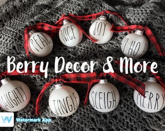 Custom made ornaments, Rae Dunn inspired Ornaments, Farmhouse Christmas Ornaments
