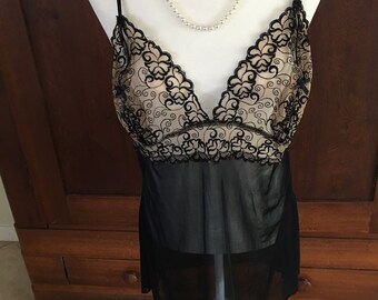 M/Babydoll/Black/Sheer/Medium