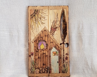 Wall Decor, Painting on Wood, Pyrography Art, Gift Idea