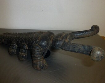 Cast Iron Cockroach or Beetle or cricket Shaped Boot Jack - Western Boot Remover - Fun Vintage Figural Form - 9" Form W/ cosmetic rust -