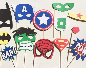 Superhero Photo Booth Props, Superhero Party, Avengers Birthday Party, Avengers Photo Booth Set, Superhero Gift Idea, Avengers Birthday