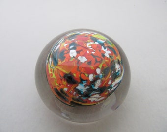 Extra Large Multi Colored Paperweight Swirls of Orange Yellow and Other Colors