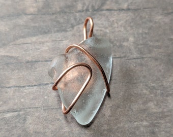 Wire Wrapped Beach Glass Necklace Pendant | One Of A Kind Sea Glass Jewelry Pendant | Sea Glass Necklace | Sea Glass Beach Glass Jewelry