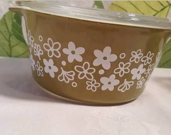 Vintage Pyrex Crazy Daisy Spring Blossom 473 Casserole with Lid