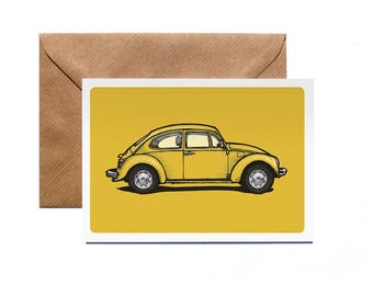 Greetings Card | VW Beetle | Personalise | Volkswagen | Bug | Classic | Vintage | Illustration