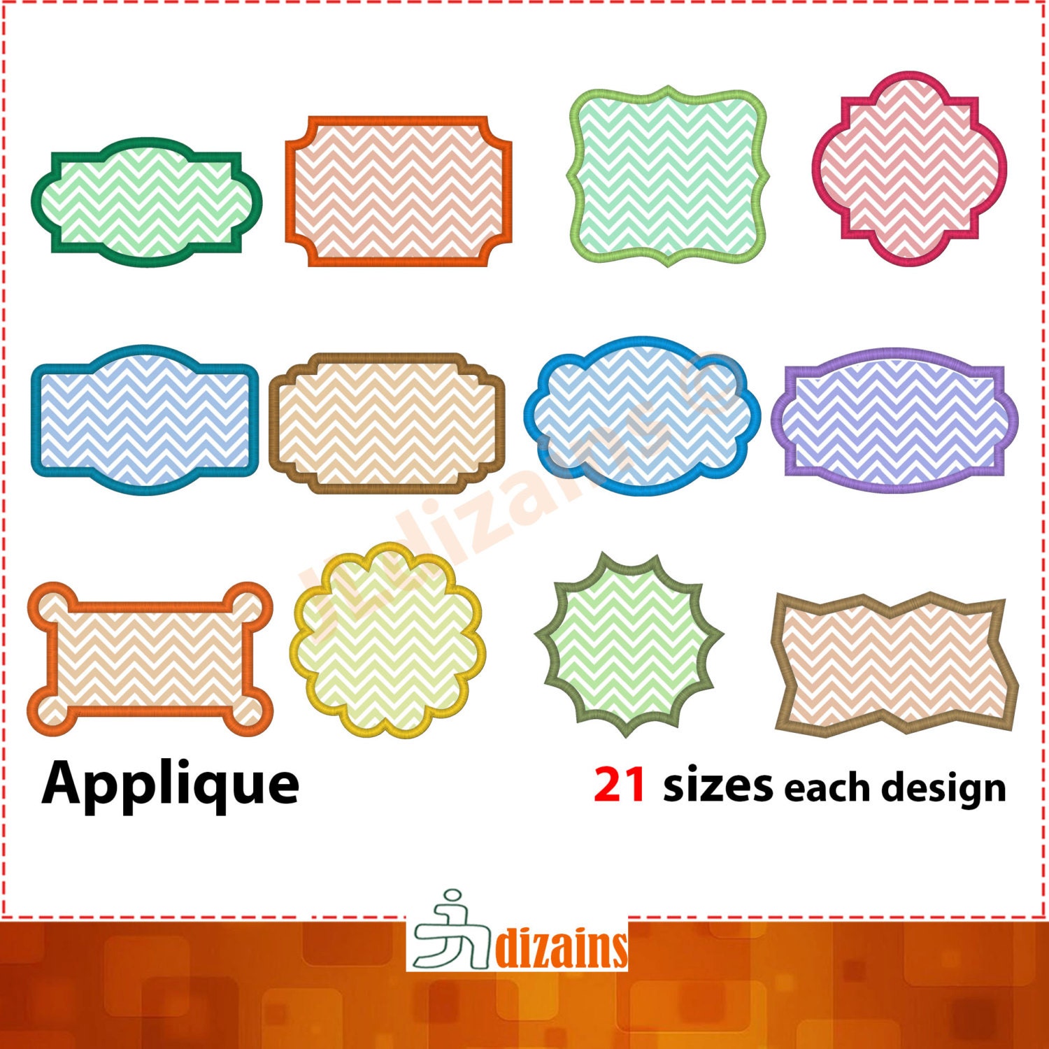 Fancy Frames Applique Design Set. Frames embroidery design